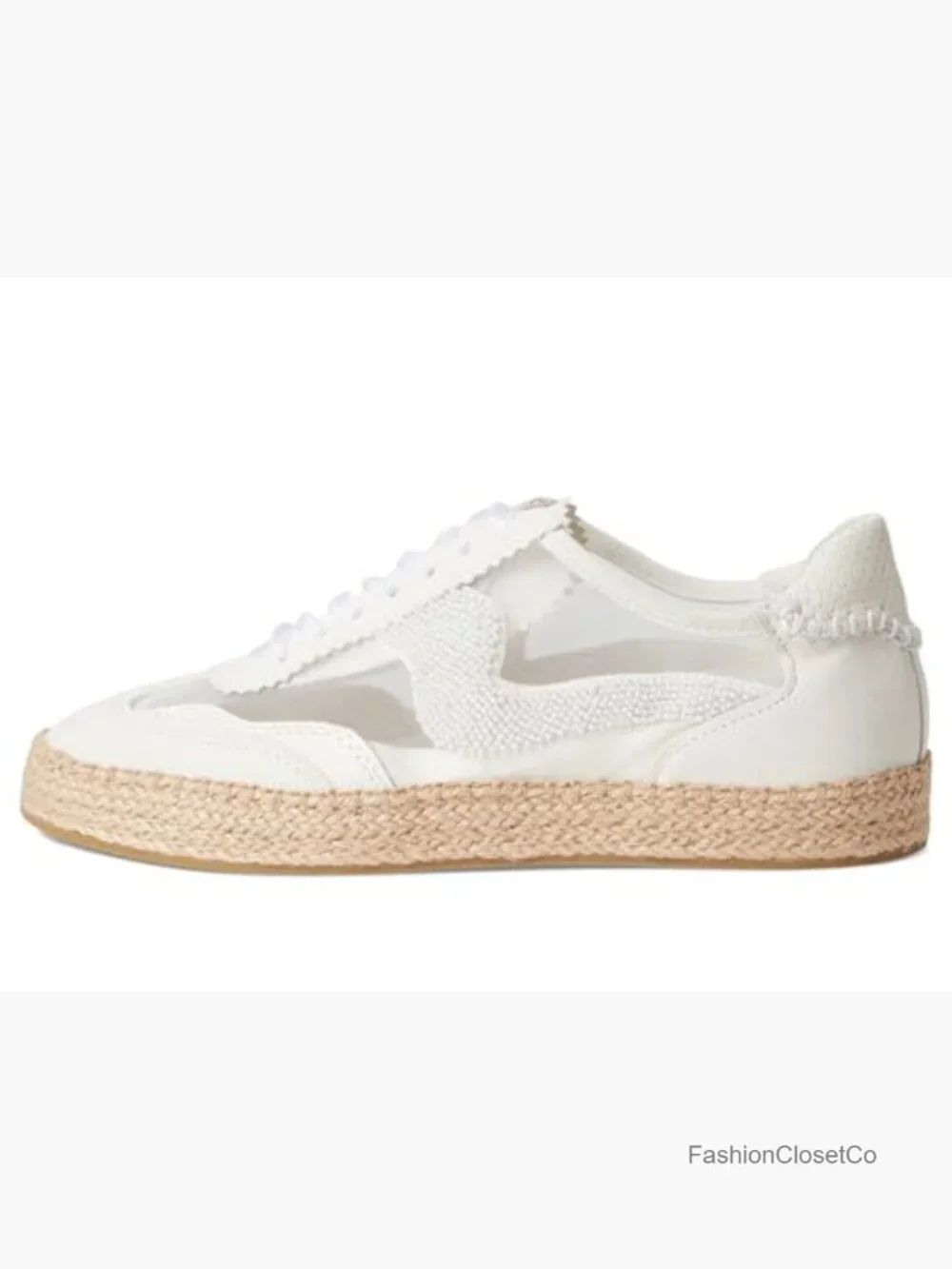 Women's Espadrille Bead Sneakers Lace-Up Casual Mesh Shoes